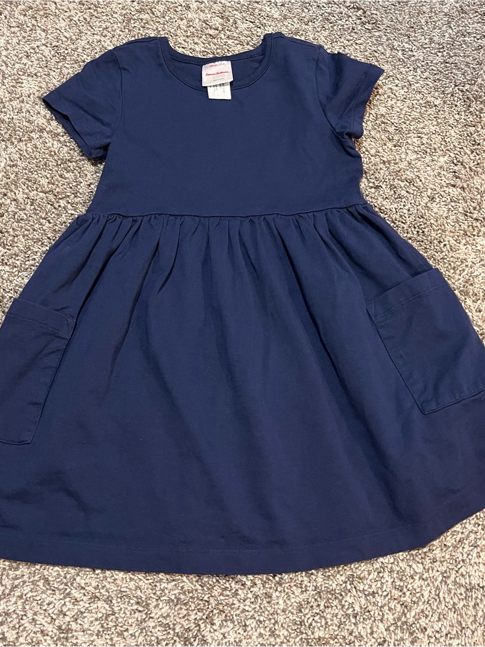 Hanna Andersson Navy Short-Sleeve Pocket Twirl Dress
